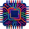 Technology theme icon, a woven microchip