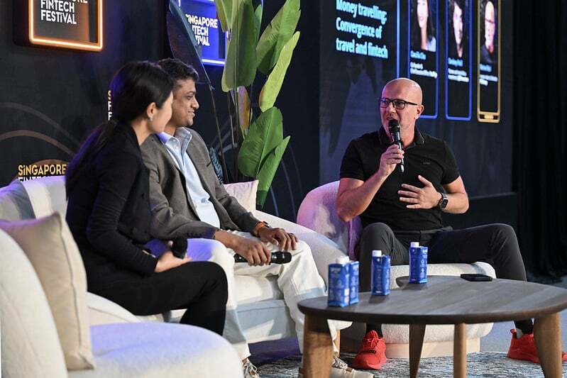 Three speakers in conversation on the Frontier Stage at SFF 2025