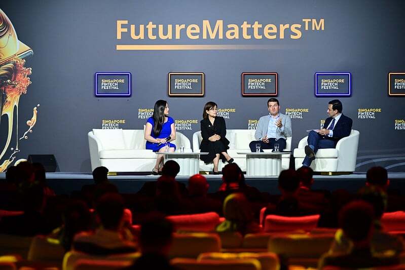 Audience facing the FutureMatters Stage at a past Singapore FinTech Festival