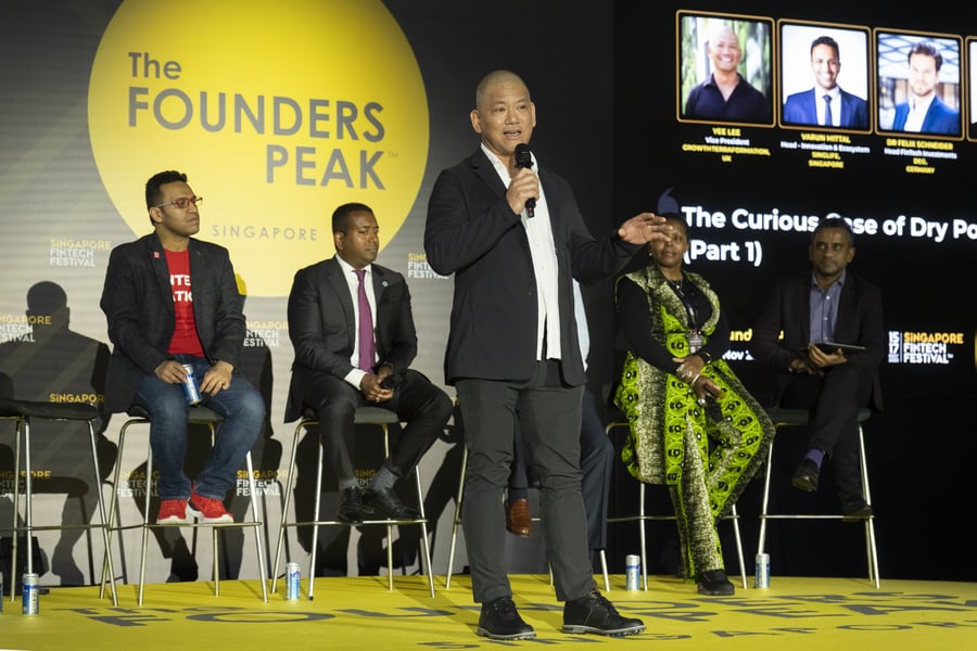 Founders on stage in front of The Founders Peak backdrop at SFF 2025